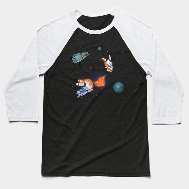 Bunnies Space Love Baseball T-Shirt by Myanko